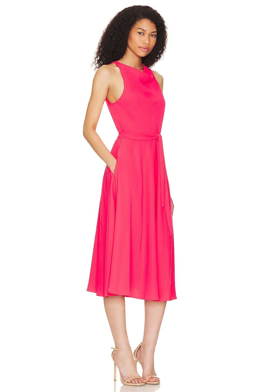 Amanda Uprichard Elondra Electric Rogue Pink Minimalist Tea Party Midi Dress S